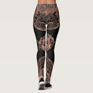 Vintage Black & Rosegold AI art  Leggings