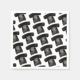 Vintage Black Rotary Phone Napkin