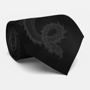 Vintage Black Smoke Dragon Tie
