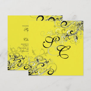VINTAGE BLACK SWIRLS/diy background Invitation