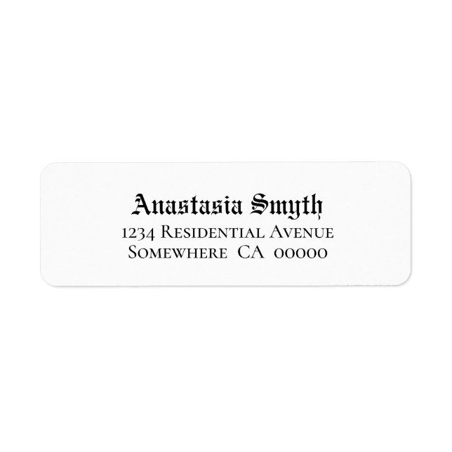 Vintage Black Text Wedding Address Label (Front)