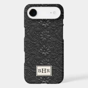 Vintage Black Tooled Leather Monogrammed