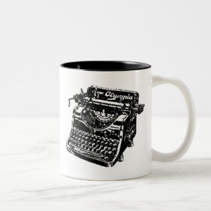 Vintage Black Typewriter Two-Tone Coffee Mug