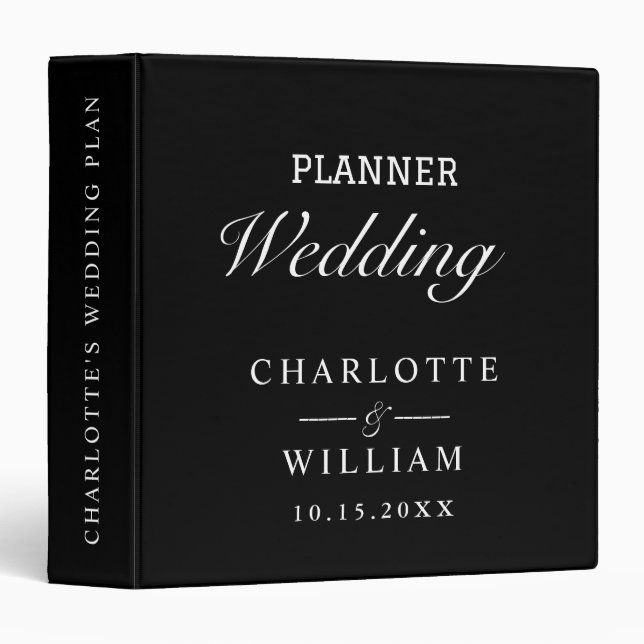 Vintage Black wedding Planner Binder (Front/Spine)