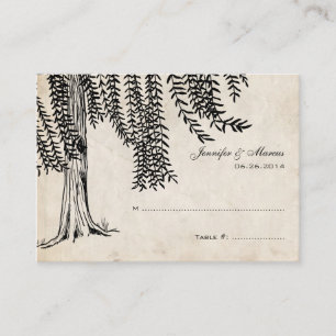 Vintage Black Weeping Willow Tree Place Card