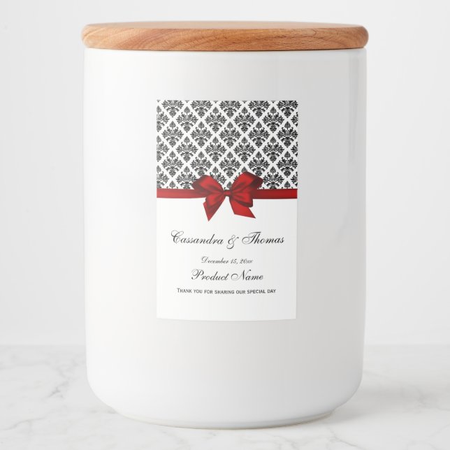 Vintage Black What Damask Red H Étiquette alimenta (Devant)