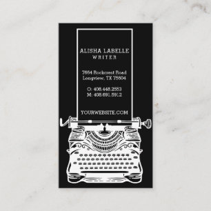 Vintage Black & White Antique Typewriter Monogram Business Card