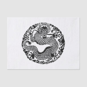 Vintage black white Asian dragon party tissue Tissue Paper