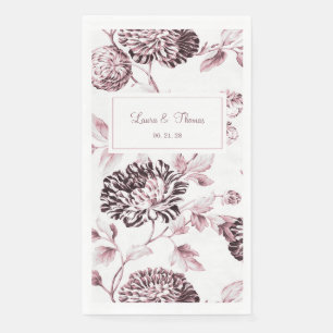 Vintage Black & White Blush Tone Floral Wedding Napkin
