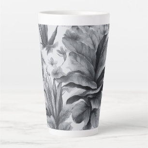 Vintage Black&White botanical large Latte Mug