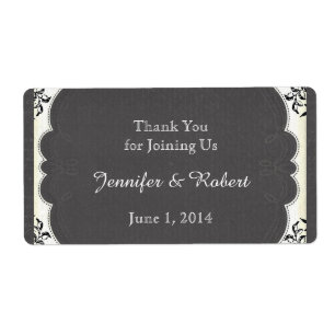 Vintage Black White Chalkboard Water Bottle Label