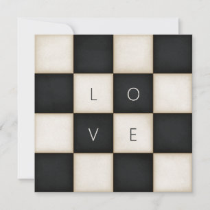 Vintage Black & White Checkers Custom Letters Thank You Card