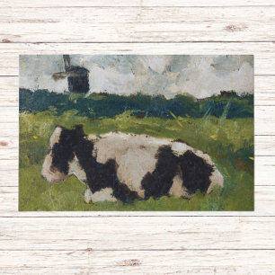 Vintage Black + White Cow Art Farmhouse Rustic Doormat