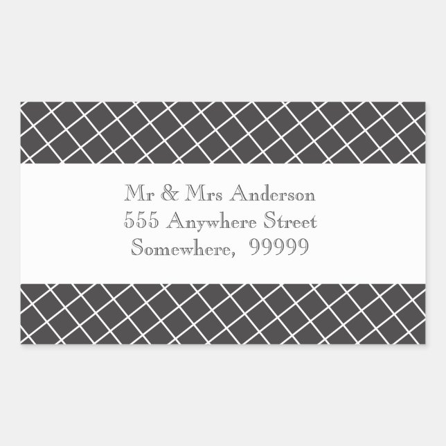 Vintage Black & White Cross Hatch Address Stickers (Front)