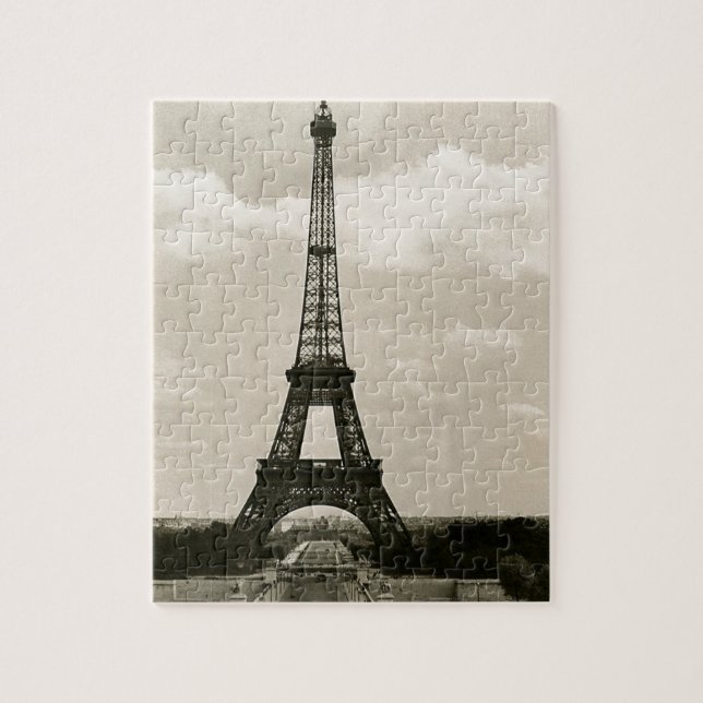 Vintage Black & White Eiffel Tower Jigsaw Puzzle (Vertical)