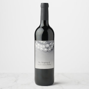 Vintage Black & White Elegant Pearls Wine Labels