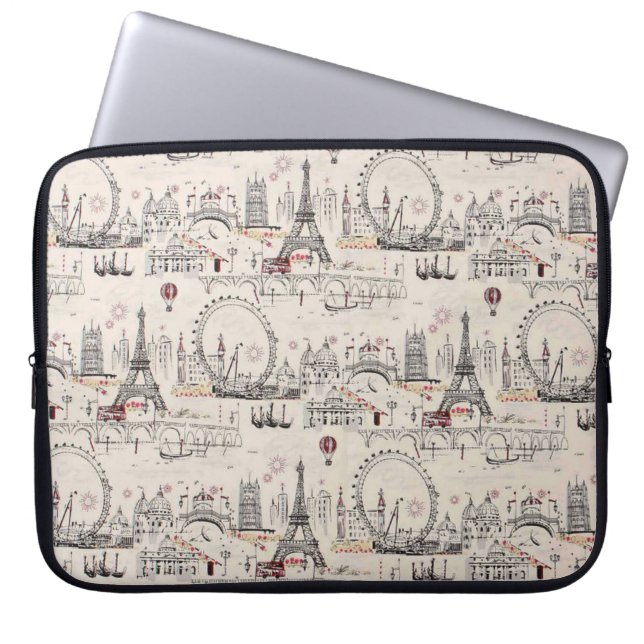 Vintage Black & White Europe Images Laptop Sleeve (Front)
