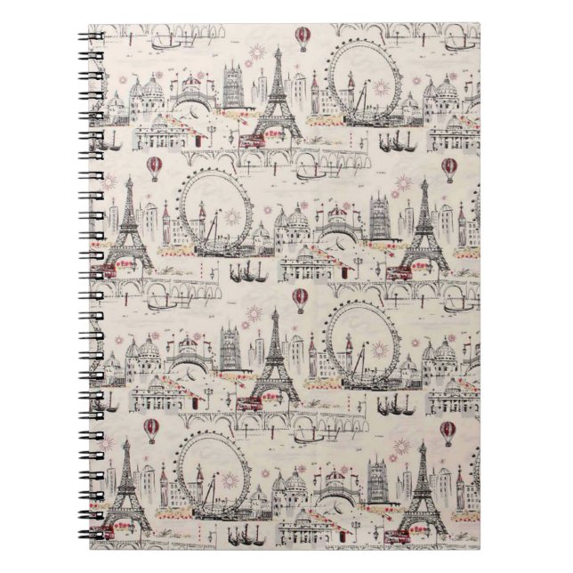 Vintage Black & White Europe Images Notebook (Front)