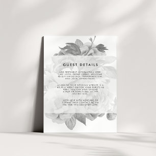 Vintage Black & White Floral Wedding Guest Details Enclosure Card
