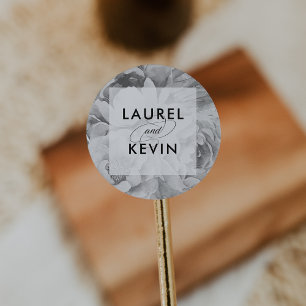 Vintage Black & White Floral Wedding Stickers
