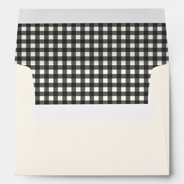 Vintage Black White Gingham Plaid Bridal Shower Envelope (Back (Bottom))
