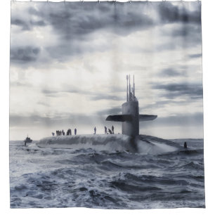 Vintage Black White Grey Submarine Ocean