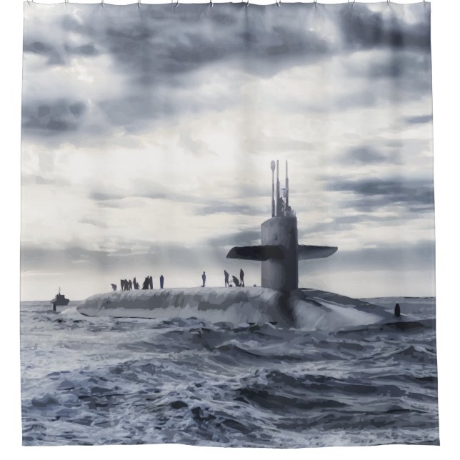 Vintage Black White Grey Submarine Ocean (Front)