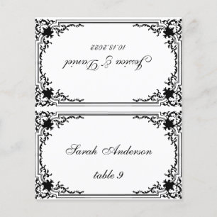 Vintage Black White Guest Name Wedding Place Card