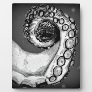 Vintage Black & White Nautical Octopus Tentacle Plaque