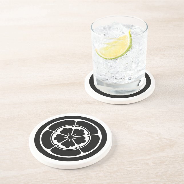 Vintage Black White Oda Japan Mon Oriental Coaster (Side)