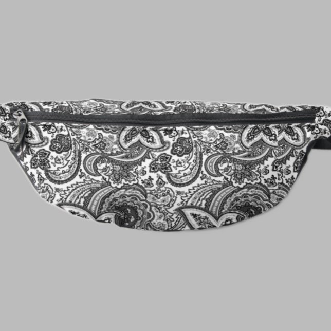 Vintage Black & White Paisley Pattern | Elegant  Fanny Pack (Creator Uploaded)