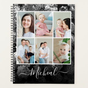 Vintage Black & White Personalized Monthly journal Planner