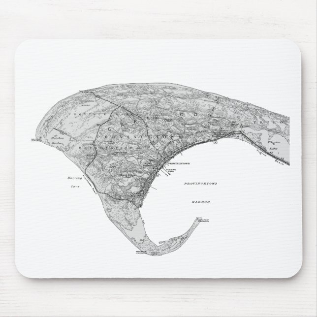 Vintage Black & White Provincetown Mouse Pad (Front)