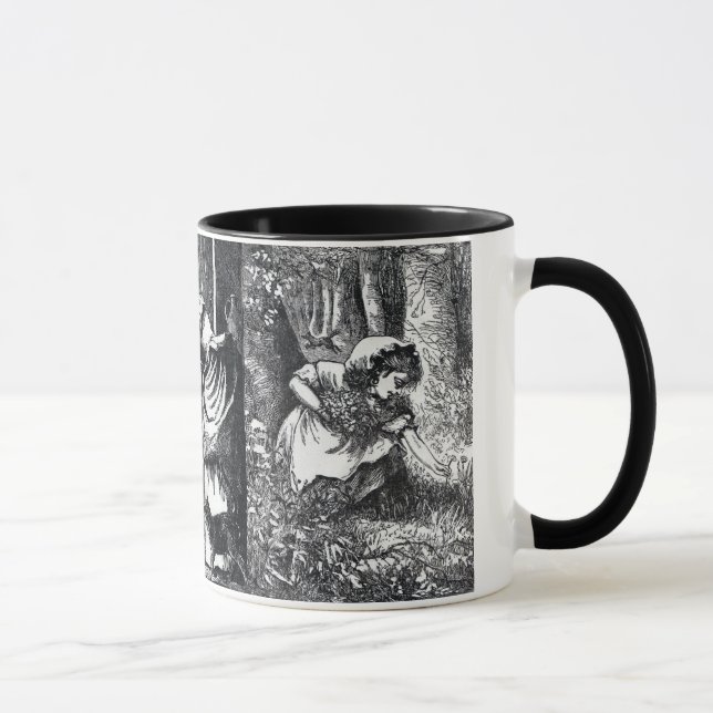 Vintage Black White Red Riding Hood Drawings Mug (Right)