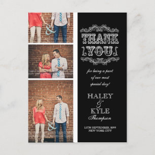 VINTAGE Black & White Thank You Photo Post Card