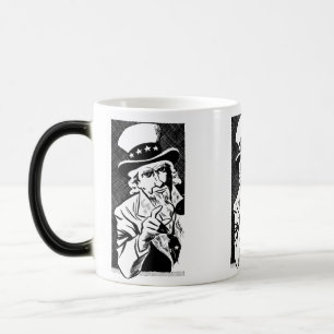 Vintage Black/White Uncle Sam Wants You Magic Mug