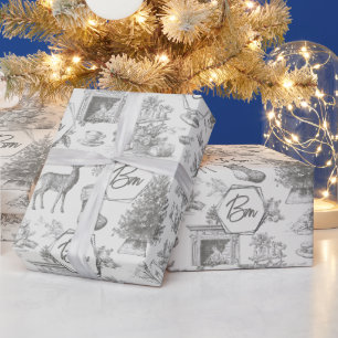 Vintage Black Winter Seamless Pattern Holiday Wrapping Paper
