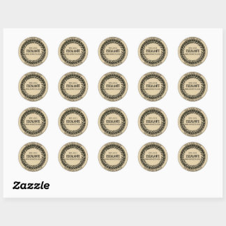 Vintage Black Wreath on Dark Beige Classic Round Sticker