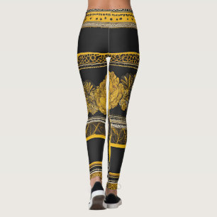 Vintage black & yellow Sunflower AI art  Leggings