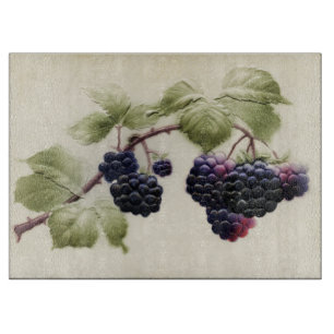 Vintage Blackberries and Leaves Postcard Art Cutting Board