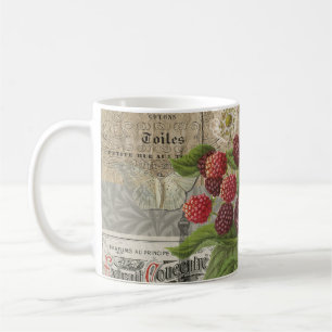 Vintage Blackberries & French Ephemera Art Collage Coffee Mug