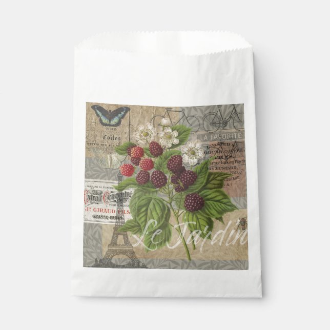 Vintage Blackberries & French Ephemera Art Collage Favour Bag (Front)
