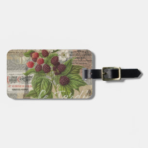 Vintage Blackberries & French Ephemera Art Collage Luggage Tag