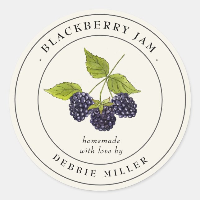Vintage Blackberry confiture concasseur Étiquette (Devant)
