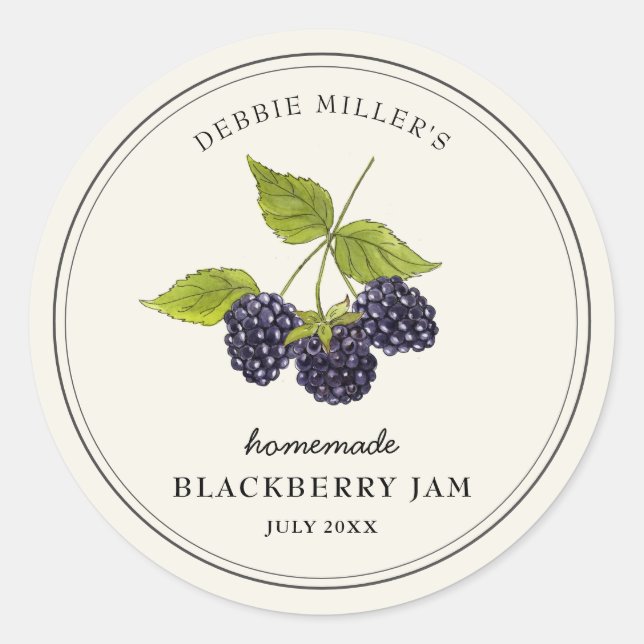 Vintage Blackberry Jam Jar Canning Étiquette (Devant)