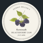 Vintage Blackberry Jam Jar Canning Label<br><div class="desc">Elegant Personalized hand painted watercolor vintage style Blackberries,  Jam jar label. Use for your homemade jam's or anything you choose. Makes great gift. Fill your information on label and enjoy.</div>