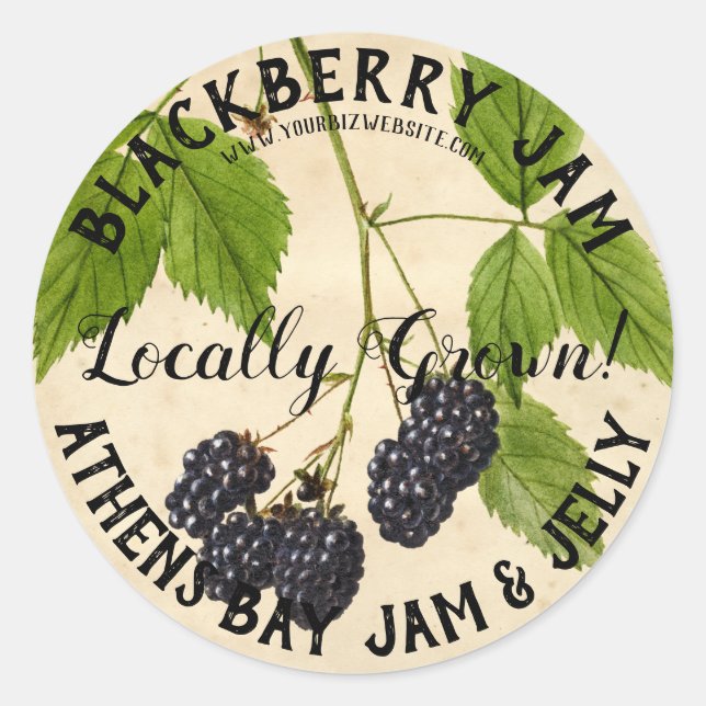 Vintage Blackberry Jam Product Business Label (Front)