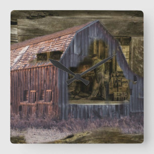 Vintage Blacksmith Shop Welder Square Wall Clock