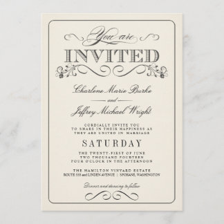 Vintage Blanc Élégant Mariage Invitations WT313