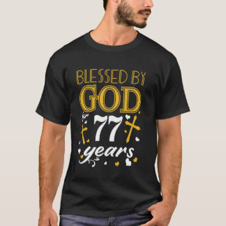 Vintage Blessed By God For 77 Years Happy 77th Bir T-Shirt